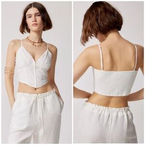 Urban Outfitters Kendall Poplin Bustier Corset Cropped Top Festival Coquette